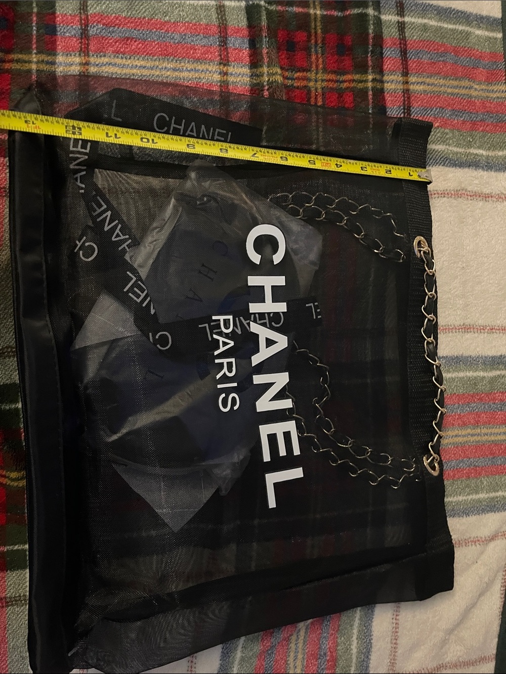 CHANEL Black Tote with Gold Chain-Trim - Picture 6 of 8